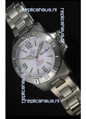 Ball Hydrocarbon Spacemaster Automatic Replica Day Date Watch in White Dial - Original Citizen Movement 