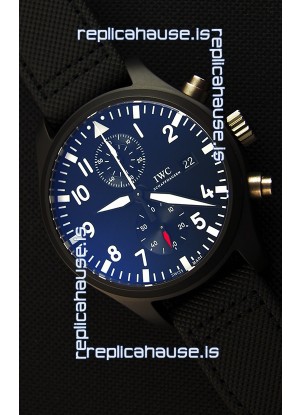 IWC Pilot's Top Gun Chronograph IW389001 1:1 Ceramic Case Ultimate Mirror Replica Watch 