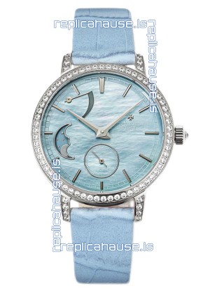Vacheron Constantin Traditionelle Moon Phase Blue Mother of Pearl Dial in Steel Case Swiss Replica
