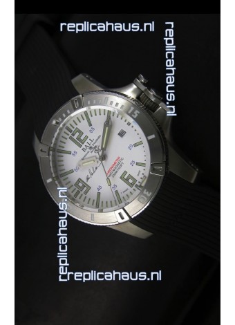 Ball Hydrocarbon Spacemaster Automatic Rubber Strap in White Dial - Original Citizen Movement 