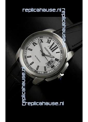 Cartier Calibre de Cartier Swiss Replica Automatic Watch in White Dial