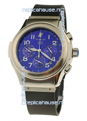 Hublot MDM Chronograph Swiss Replica Watch in Blue Dial