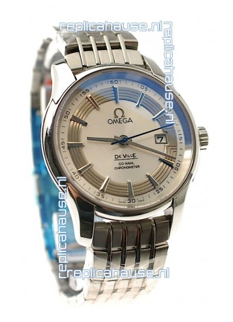 Omega Co Axial De Ville Hour Vision Swiss Replica Watch in White Dial
