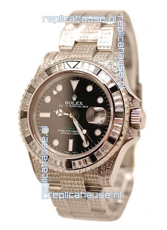 Rolex GMT Masters II 2011 Edition Swiss Replica Watch with Diamonds Casing and Bezel