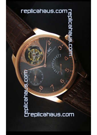 IWC IW504602 Portugieser Tourbillon Rose Gold Watch in Grey Dial 