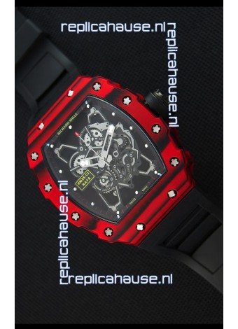 Richard Mille RM35-01 One Piece Red Forged Carbon Case Watch in Black Strap
