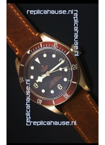 Tudor Heritage Bay Bronze Swiss Replica Watch with Leather Strap