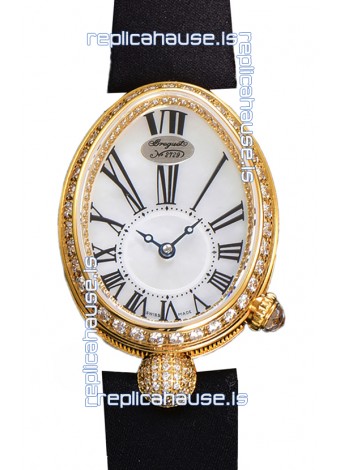 Breguet Reine De Naples Ladies Yellow Gold Black Fabric Swiss 1:1 Edition Replica Watch