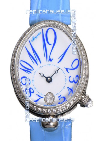 Breguet Reine De Naples Ladies Stainless Steel Blue Leather Swiss 1:1 Edition Replica Watch