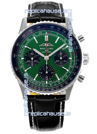 Breitling Navitimer B01 Chronograph 43 Green Dial - 904L Steel Casing 1:1 Mirror Swiss Replica