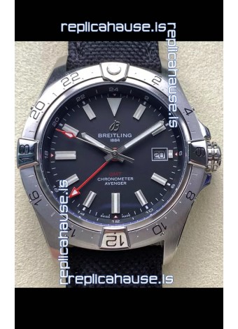 Breitling Avenger GMT Automatic 44 Swiss 1:1 Super Clone Replica Watch - Black Dial 