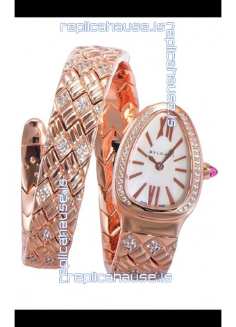 Bvlgari Serpenti Edition Rose Gold Casing White Dial Watch in 1:1 Mirror Quality