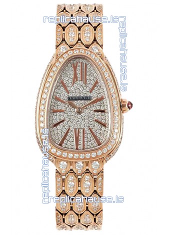 Bvlgari Serpenti Seduttori Edition Watch in Diamonds Paved Yellow Gold Casing - 1:1 Mirror Replica