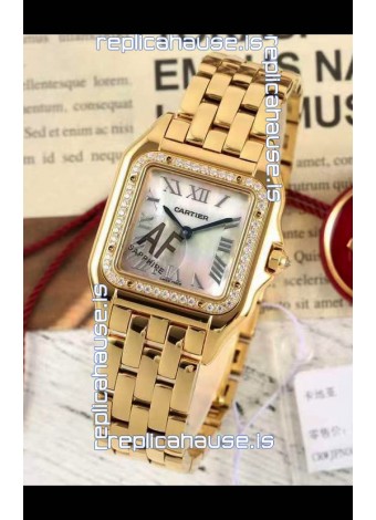 PANTHERE de Cartier Edition 27mm Pearl Dial 1:1 Mirror Swiss Watch Yellow Gold Casing