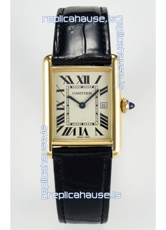 Tank Must Cartier Super Clone Edition 33.7 Watch in Yellow Gold Casing 