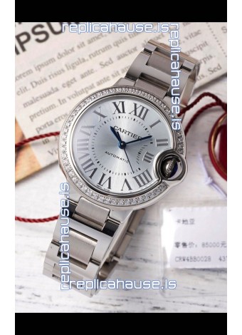 Ballon De Cartier Swiss Automatic Steel Dial Mirror Quality 33MM in Stainless Steel 