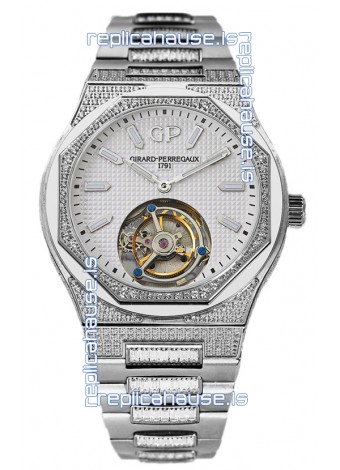 Girard Perregaux Laureato Tourbillon 1:1 White Dial Mirror Swiss Replica Watch