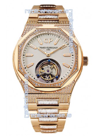 Girard Perregaux Laureato Tourbillon 1:1 Mirror Swiss Replica Watch Rose Gold Casing 
