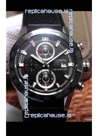 Tag Heuer Carrera Heuer 01 Swiss Replica Watch in Steel Casing Ceramic Bezel 43MM