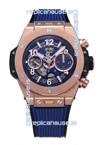 Hublot Big Bang Unico Blue Rose Gold Casing 1:1 Mirror Edition Swiss Replica Watch