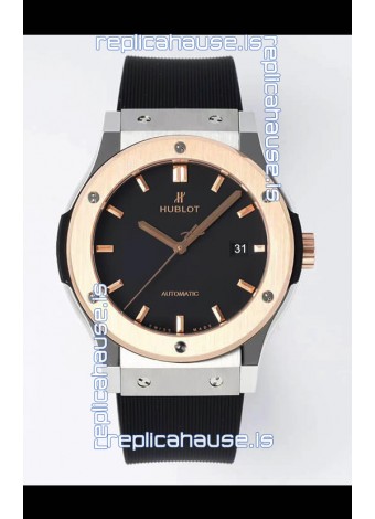 Hublot Classic Fusion Two Tone Black Dial 42MM Swiss Replica Watch 1:1 Mirror Quality