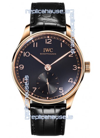 IWC Portugieser Automatic 40 IW358401 Black Dial in Rose Gold Casing Mirror Replica Watch 