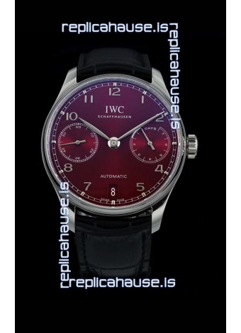 IWC Portugieser Swiss IW500714 1:1 Mirror 904L Steel Watch Burgundy Dial Watch 