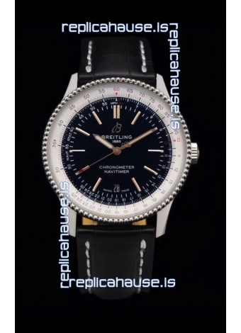 Breitling Navitimer 1 Automatic Swiss Replica Watch in Black Dial - Leather Strap