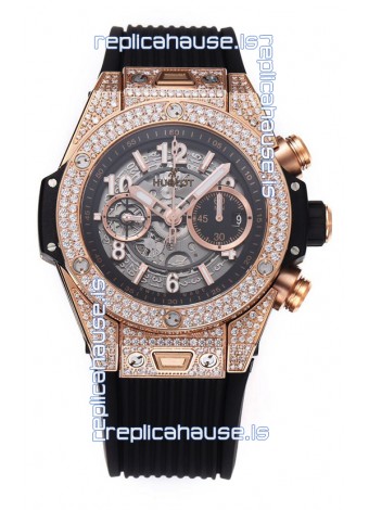 Hublot Big Bang Unico Rose Gold Diamonds Casing 1:1 Mirror Edition Swiss Replica Watch