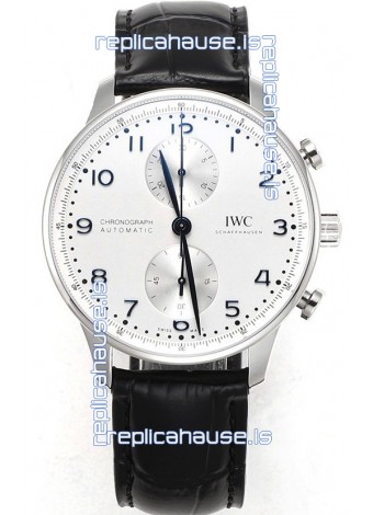 IWC Portuguese Chronograph Swiss Replica Watch in Steel Case White Dial - 1:1 Mirror Replica Edition