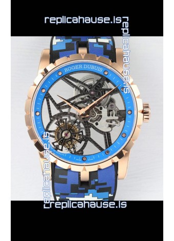 Roger Dubuis Excalibur Spider Flying Tourbillon Skeleton Rose Gold Casing 42MM 1:1 Mirror Swiss Watch