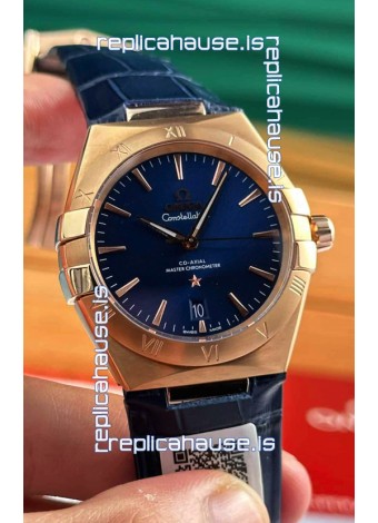 Omega Co-Axial Constellation 39MM Rose Gold Bue Dial 1:1 Mirror Replica Watch