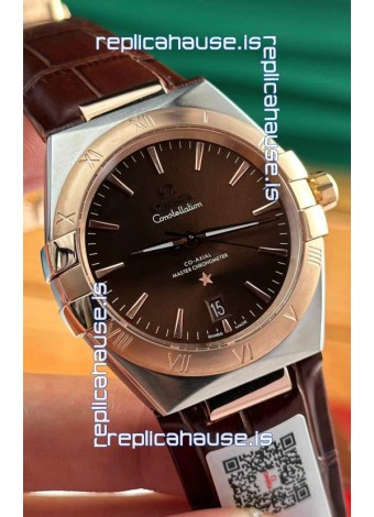 Omega Co-Axial Constellation 39MM Two Tone Rose Gold Brown Dial 1:1 Mirror Replica Watch