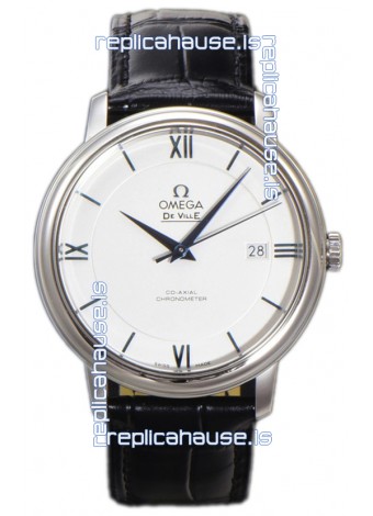 Omega De-Ville Annual Co-Axial Swiss Replica Watch 1:1 Mirror Edition in White Dial 39.5MM