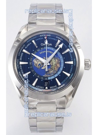 Omega Aqua Terra 150M Wolrd Timer 24 Blue Dial 904L Steel 1:1 Mirror Replica 41MM 