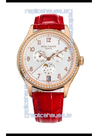 Patek Philippe Complications 4948G Annual Calendar Moonphase White Dial Rose Gold Swiss Replica