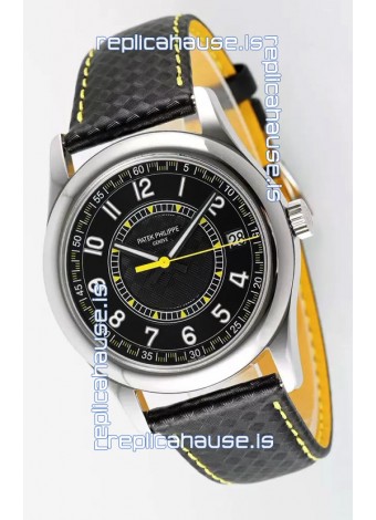 Patek Philippe Calatrava 6007 Black Dial Yellow Hands 904L Steel Casing 1:1 Mirror Replica Watch