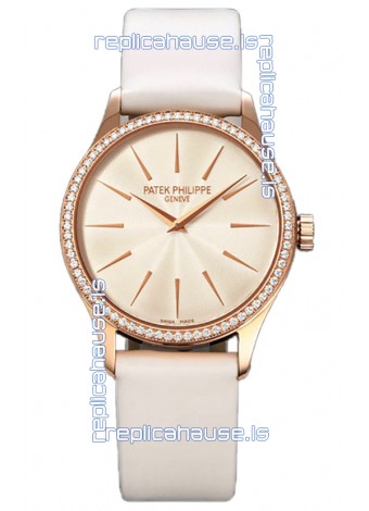 Patek Philippe Calatrava 4997 Ladies Rose Gold Yellow Dial with Swiss Automatic Movement Watch