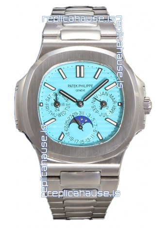 Patek Philippe Nautilus 5740 Perpetual Calendar White Gold Tiffany Dial Swiss Replica Watch 