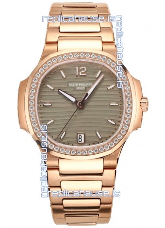 Patek Philippe Nautilus 7118R 35MM 1:1 Rose Gold Grey Dial 1:1 Mirror Replica Watch