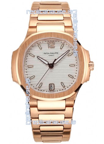 Patek Philippe Nautilus 7118R 35MM 1:1 Rose Gold White Dial 1:1 Mirror Replica Watch