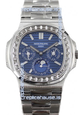 Patek Philippe Nautilus 5740 Perpetual Calendar Stainless Steel Blue Dial Swiss Replica Watch 