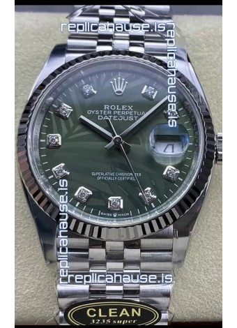 Rolex Datejust Cal.3235 Movement 1:1 Mirror Replica 904L Steel 36MM - Green Palm Motif Dial