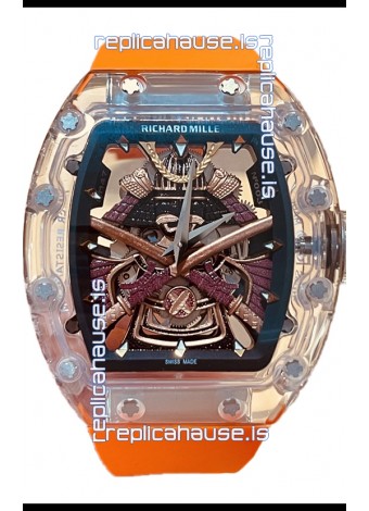 Richard Mille RM047 Samurai Genuine Tourbillon Watch in Orange Strao Sapphires Casing