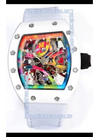 Richard Mille Super Clone RM68-01 White Ceramic Casing Nylon Strap Tourbillon Swiss Replica