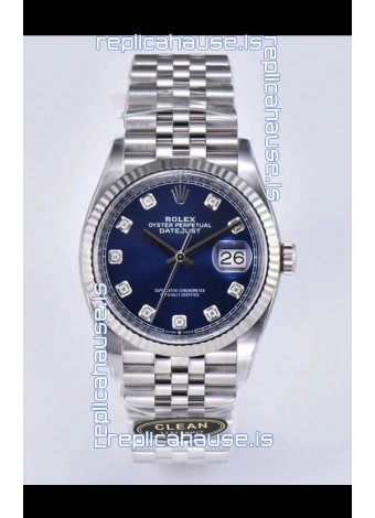 Rolex Datejust 126234 36MM Swiss Replica in 904L Steel in Blue Dial 1:1 Mirror Replica