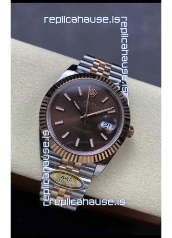 Rolex Datejust 126331 41MM ETA3235 72 Hours Power Brown Dial Jubilee 1:1 Mirror Replica in Rose Gold 904L Steel