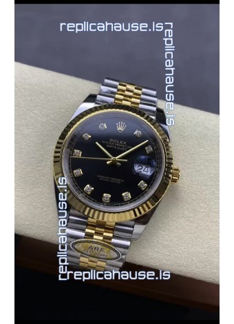 Rolex Datejust M126333 41MM ETA3235 72 Hours Power Black Diamonds Dial Jubilee 1:1 Mirror Replica Yellow Gold 904L Steel