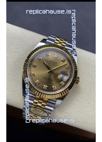 Rolex Datejust M126333 41MM ETA3235 72 Hours Power Gold Diamonds Dial 1:1 Mirror Replica Yellow Gold 904L Steel