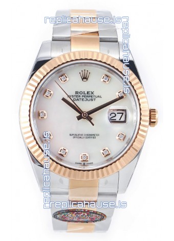 Rolex Datejust M126333 41MM ETA3235 72 Hours Power Pearl Dial Oyster 1:1 Mirror Replica Rose Gold 904L Steel